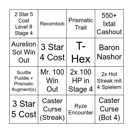 TFT Uniliga Bingo Card