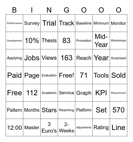 Services Bingo Card
