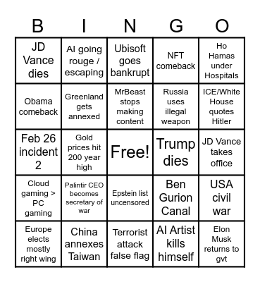 2026 Bingo Card