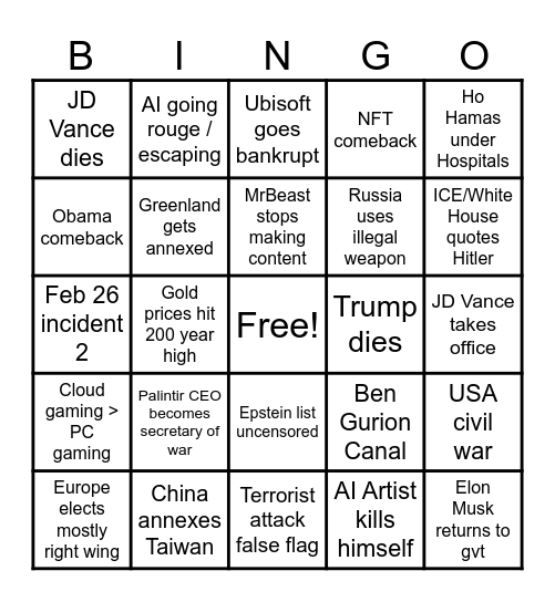 2026 Bingo Card