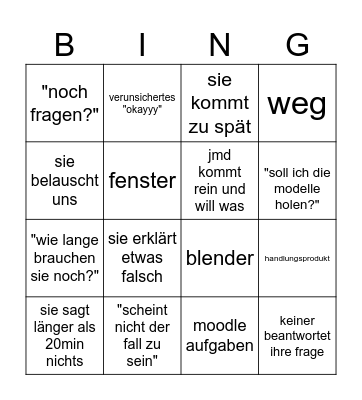 frau brinkmann Bingo Card