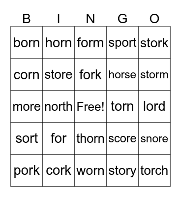 or Bingo Card