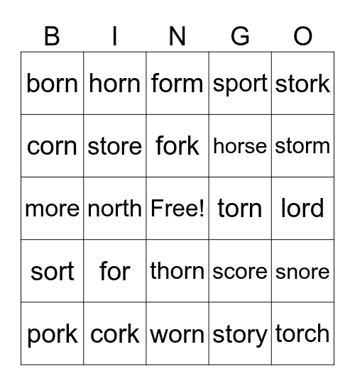 or Bingo Card
