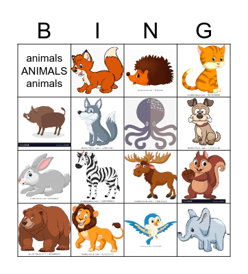 Animal BING! Bingo Card