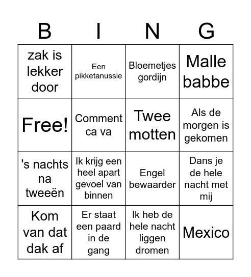 CARNAVAL Bingo Card