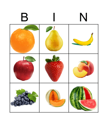LES FRUITS - Y1 Bingo Card