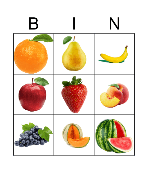 LES FRUITS - Y1 Bingo Card