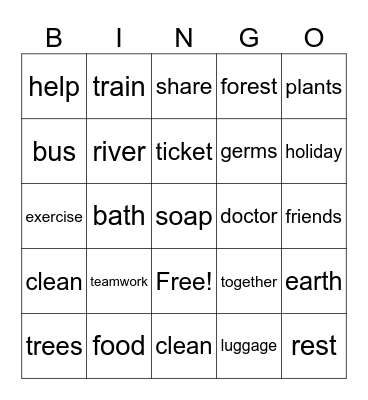 Word Association Bingo Card