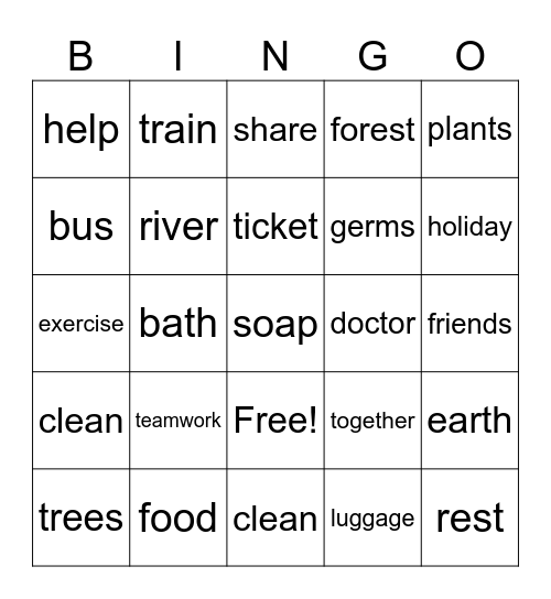Word Association Bingo Card