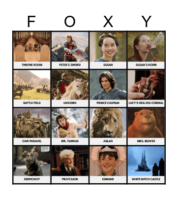 The Lion, The Witch and the Wardrobe Bingo Card