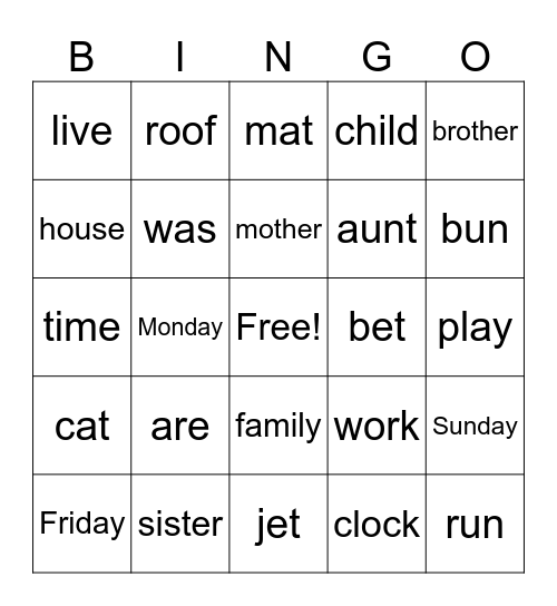 Wordsister Bingo Card