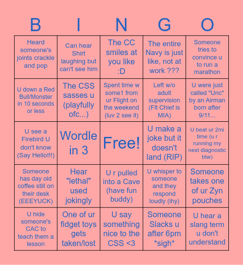 FIREBIRD BINGO Card