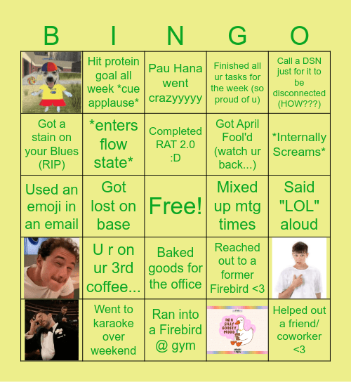 FIREBIRD BINGO - APRIL Bingo Card
