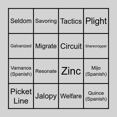 The Circuit - Memories Of A Former Migrant Worker - Owl Team Bingo Card