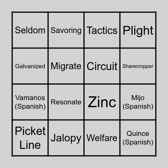 The Circuit - Memories Of A Former Migrant Worker - Owl Team Bingo Card