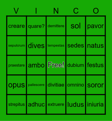 Stage 30 Bingo Card