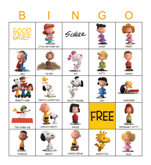Peanuts Bingo Card