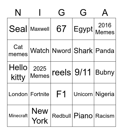 Instagram reels Bingo Card