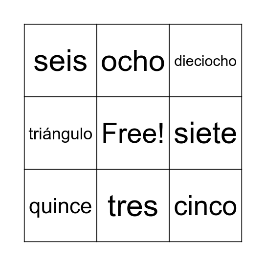 Números y formas Bingo Card