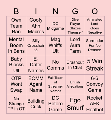 Marvel With My Baby :3 Bingo Card