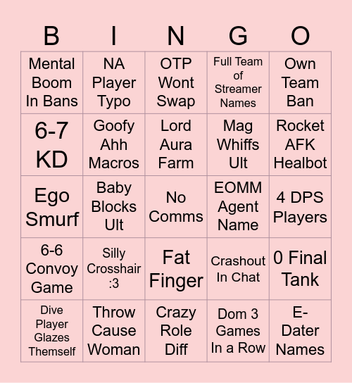 Marvel With My Baby :3 Bingo Card