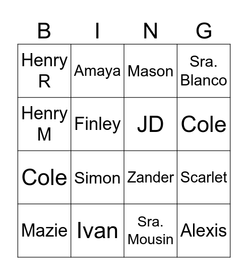 7A Cultura general Bingo Card