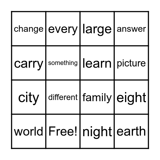Trick Word Unit 7-9 Bingo Card