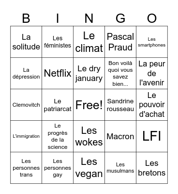 Bingo Les Grandes Gueules Bingo Card