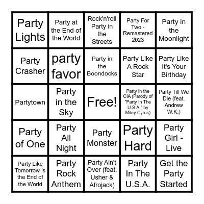 PARTY Bingo Card