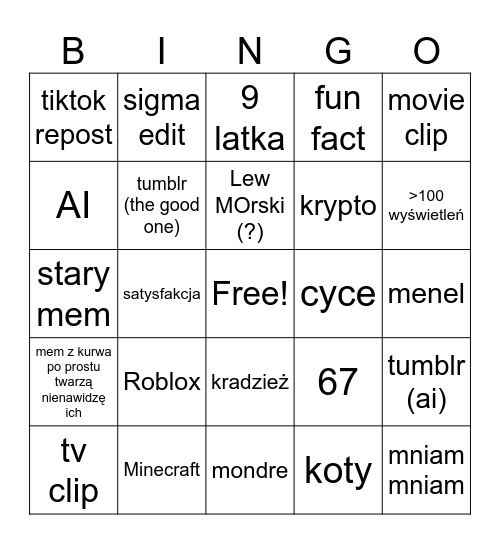 yt shorts Bingo Card