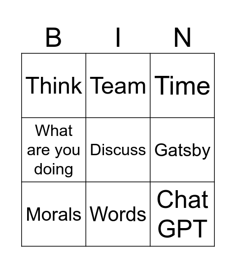 Am lit bingo Card