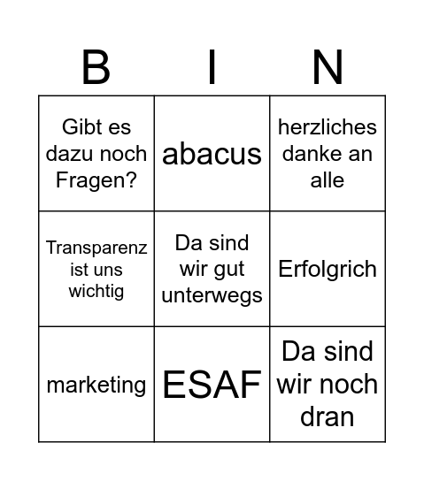Mitarbeiter Kickoff 2026 Bingo Card