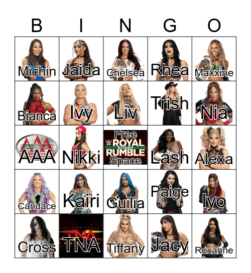 Women’s Royal Rumble 2026 Bingo Card