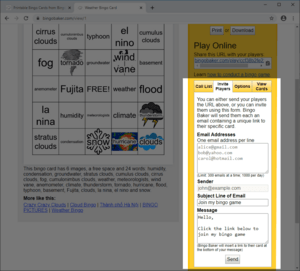 Screenshot showing you how to invite players to your bingo game